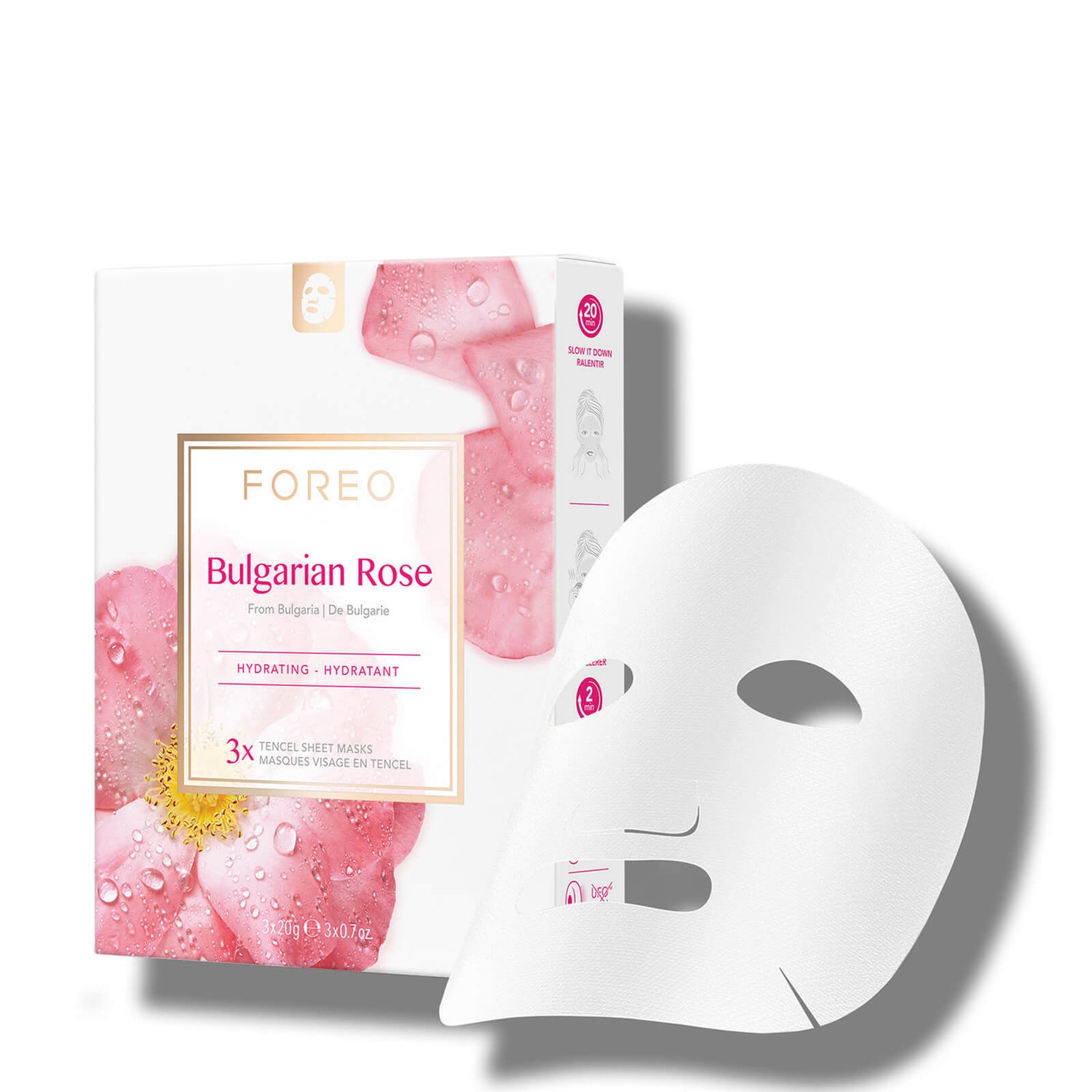 FOREO Rosa Búlgara Hoja de Mascarilla Hidratante (paquete de 3)