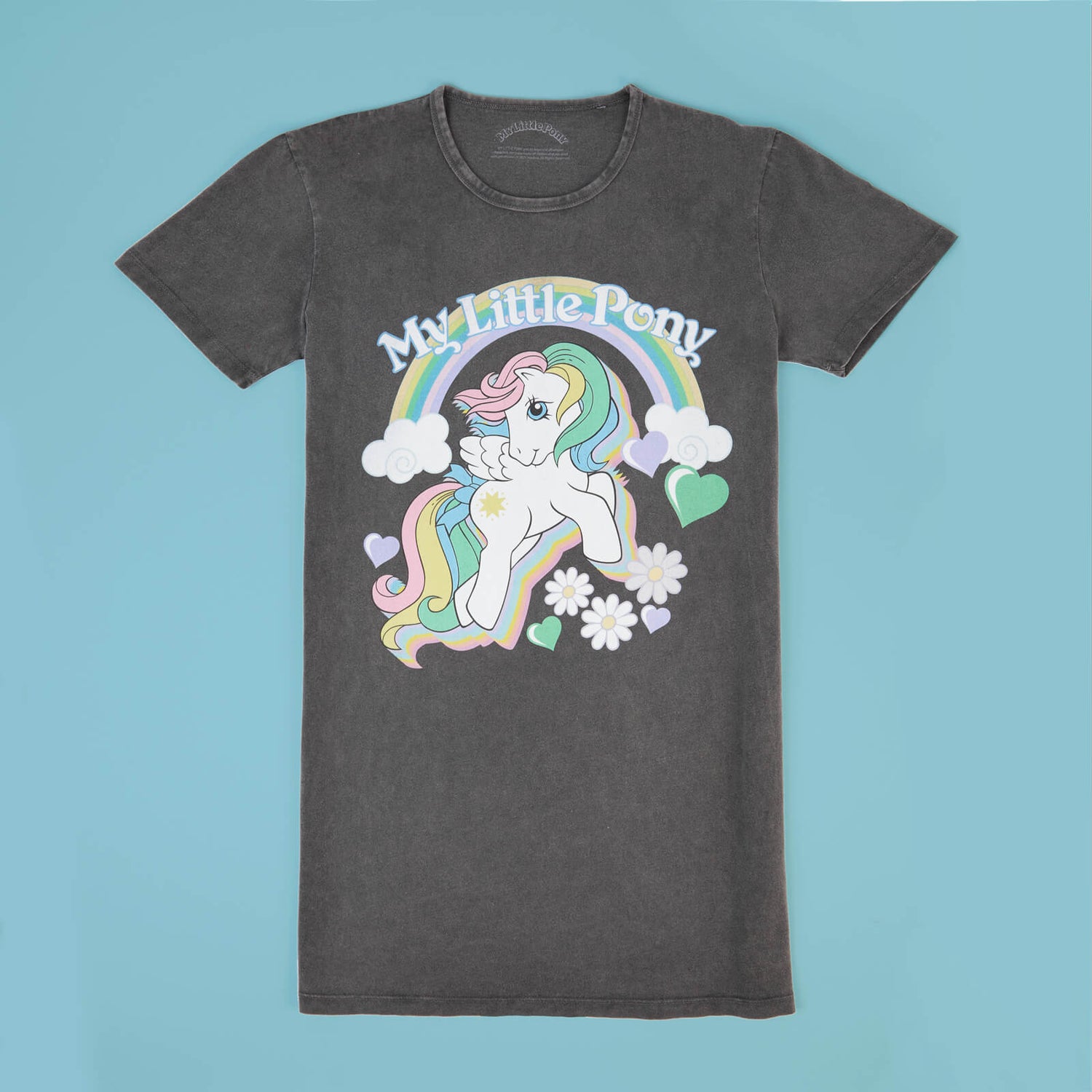 My Little Pony Starshine Rainbow Women's T-Shirt Dress - Black Acid Wash