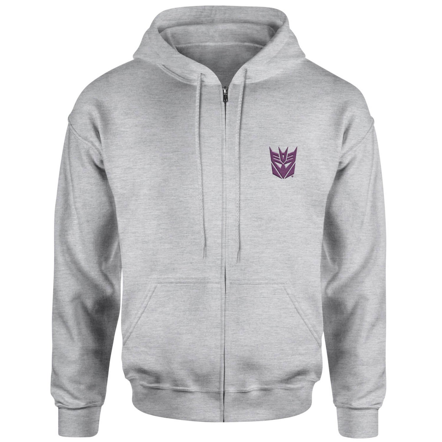 Transformers Decepticon Embroidered Unisex Zipped Hoodie - Grey