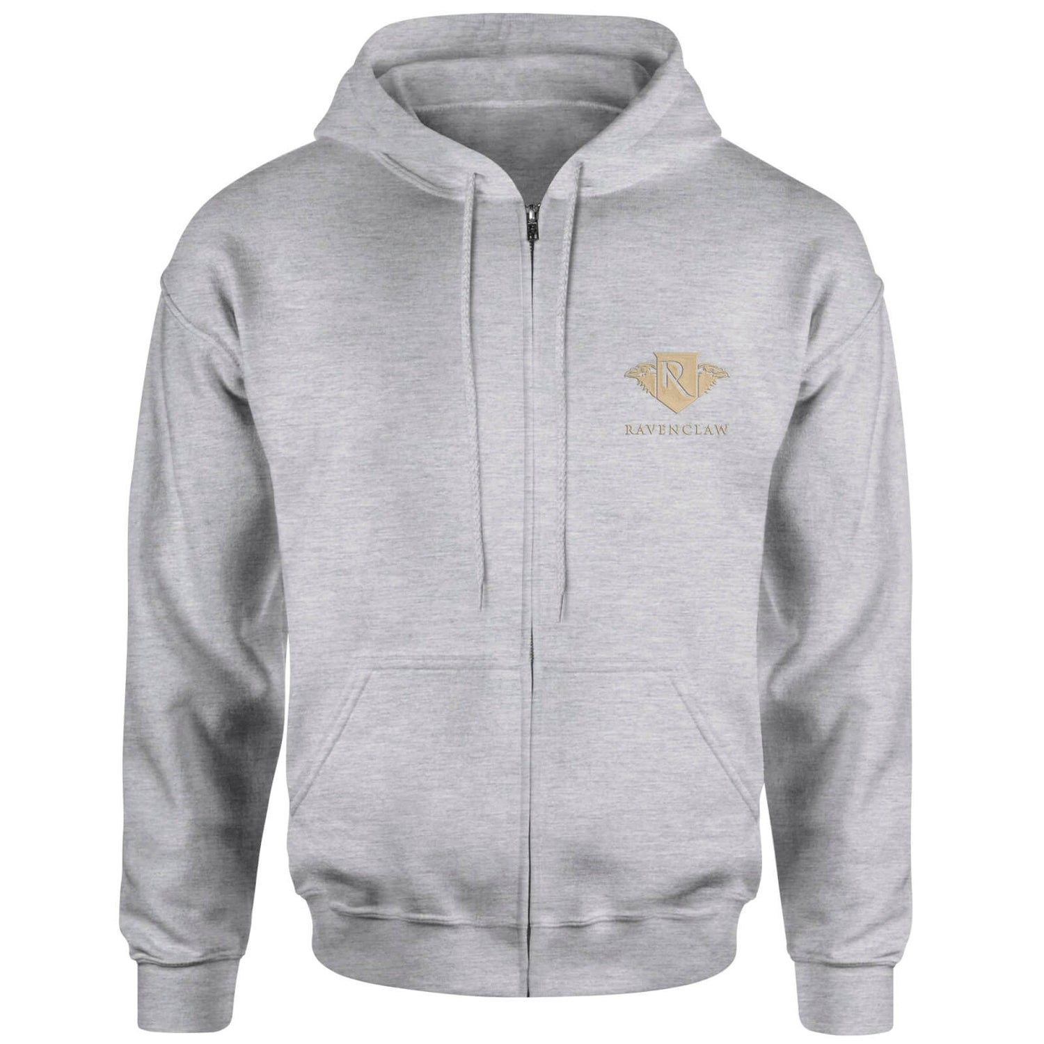 Harry Potter Ravenclaw Embroidered Unisex Zipped Hoodie - Grey