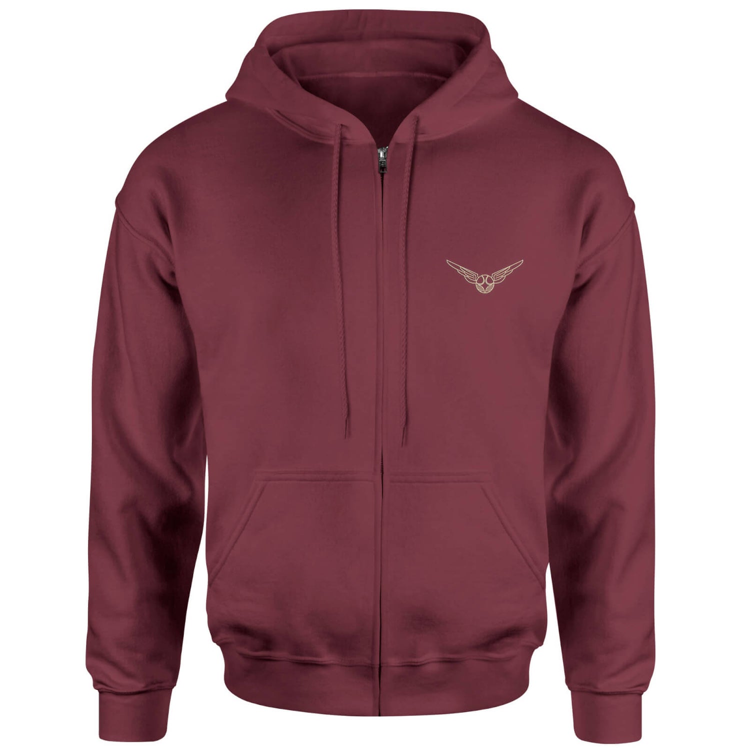 Harry Potter Golden Snitch Embroidered Unisex Zipped Hoodie - Burgundy