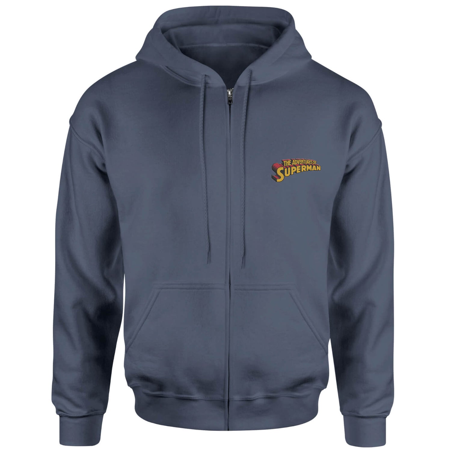 Superman Embroidered Unisex Zipped Hoodie - Navy