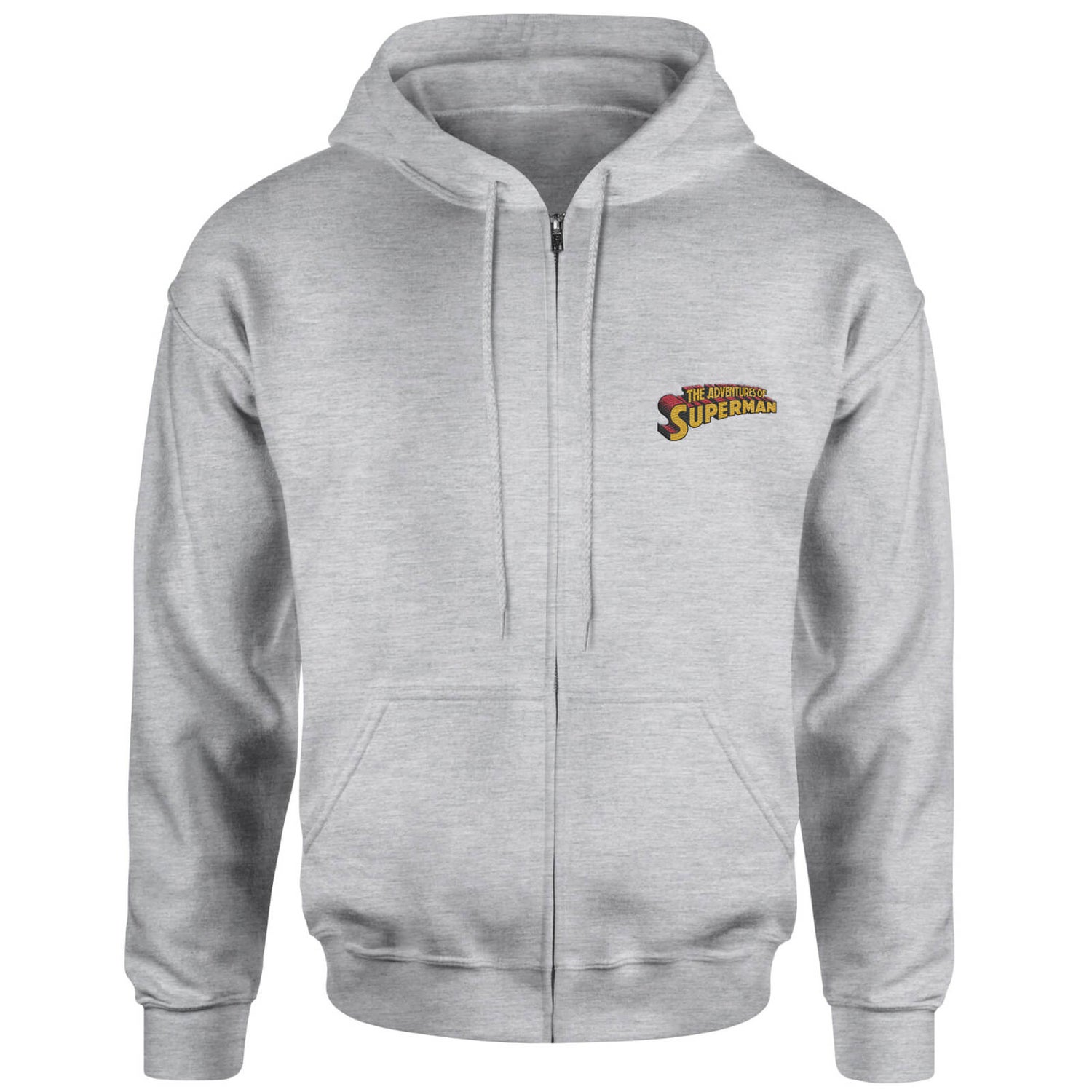 Superman Embroidered Unisex Zipped Hoodie - Grey
