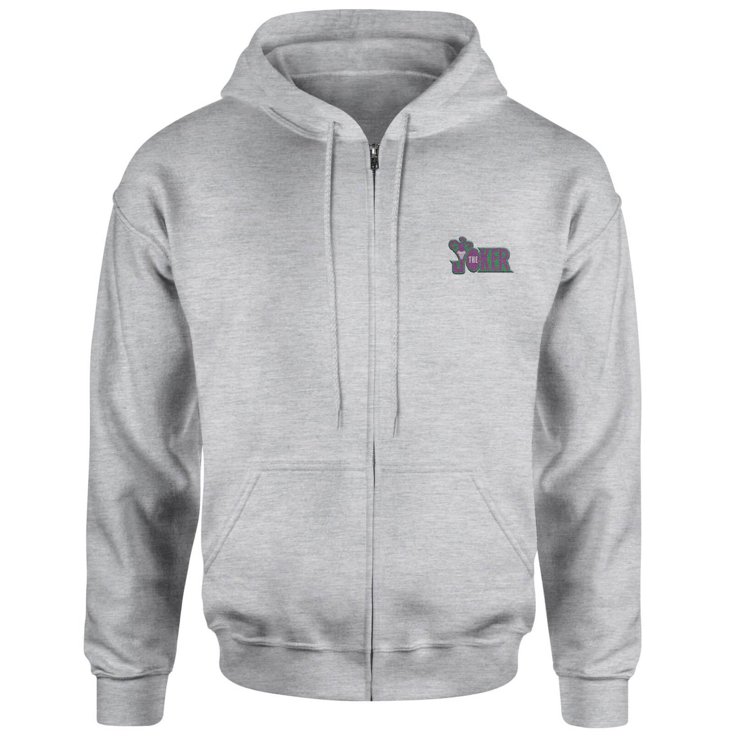 The Joker Embroidered Unisex Zipped Hoodie - Grey