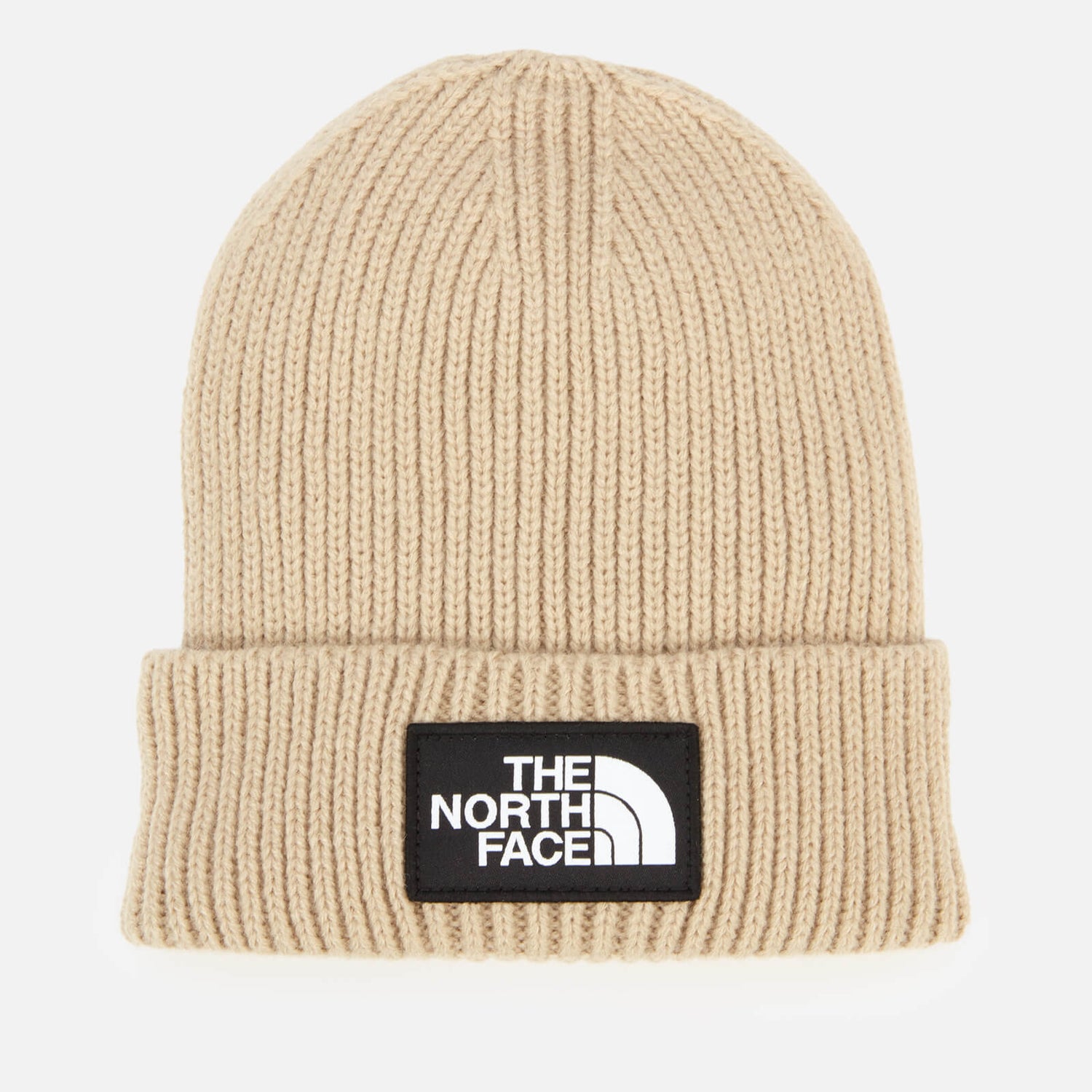 The North Face Logo Box Cuffed Beanie - Flax