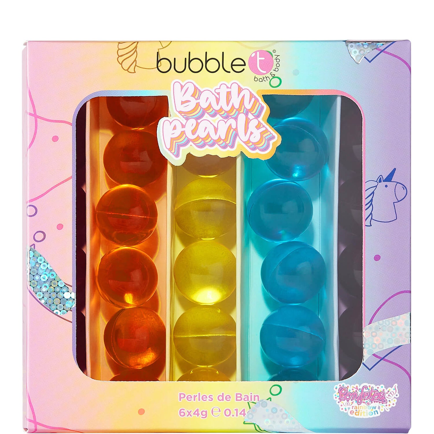 Bubble T Cosmetics Duhová sada perel do koupele