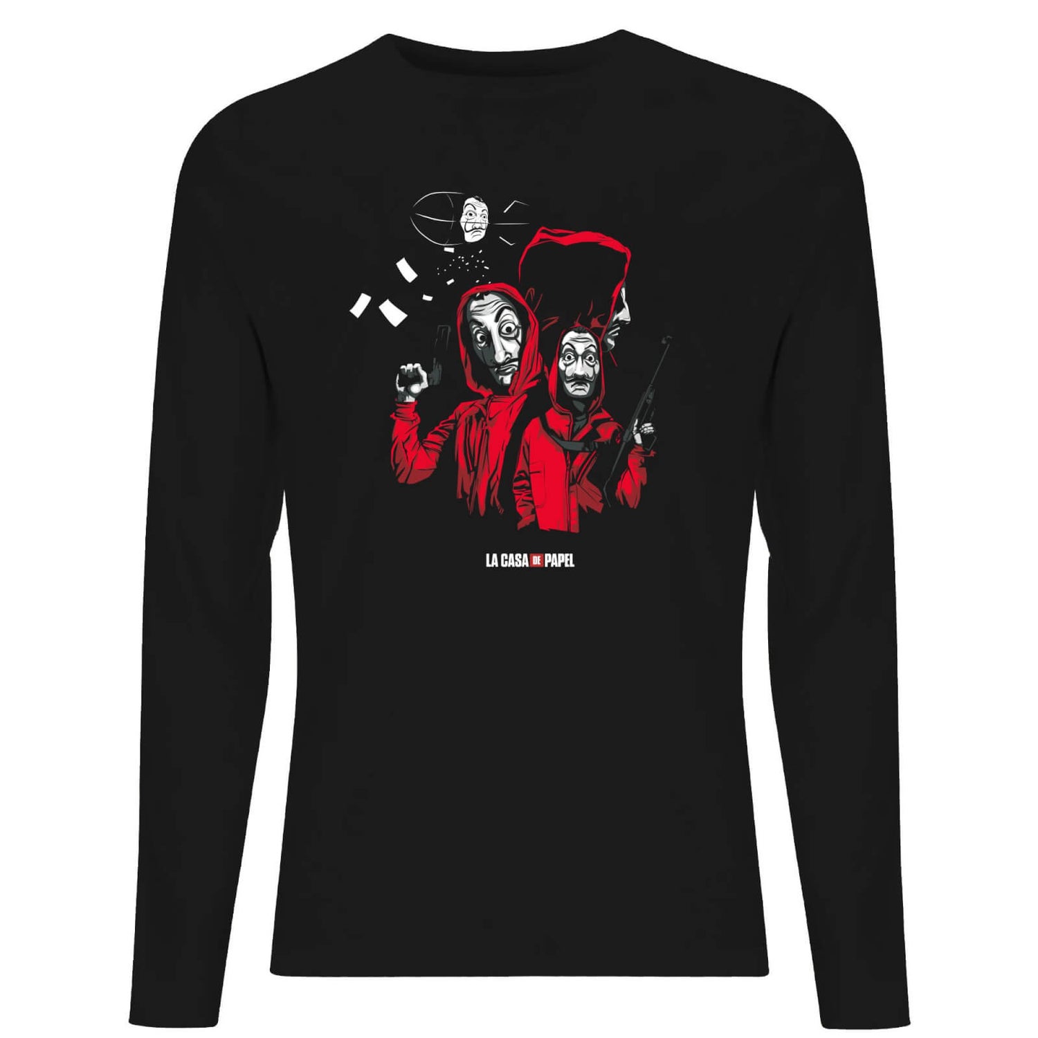 Camiseta de manga larga para hombre Dali Mask de Money Heist - Negro
