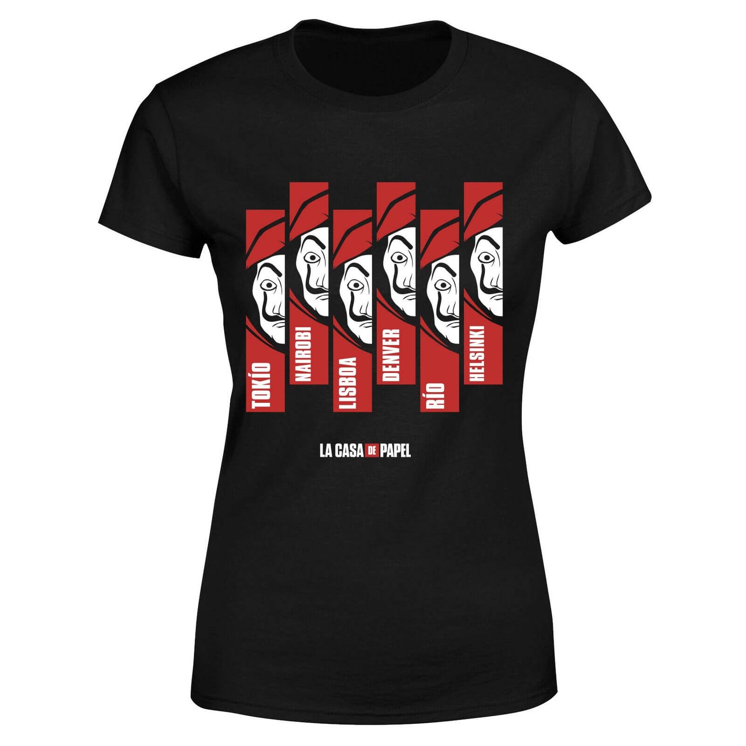 La Casa de Papel Multi Mask T-Shirt Femme - Noir