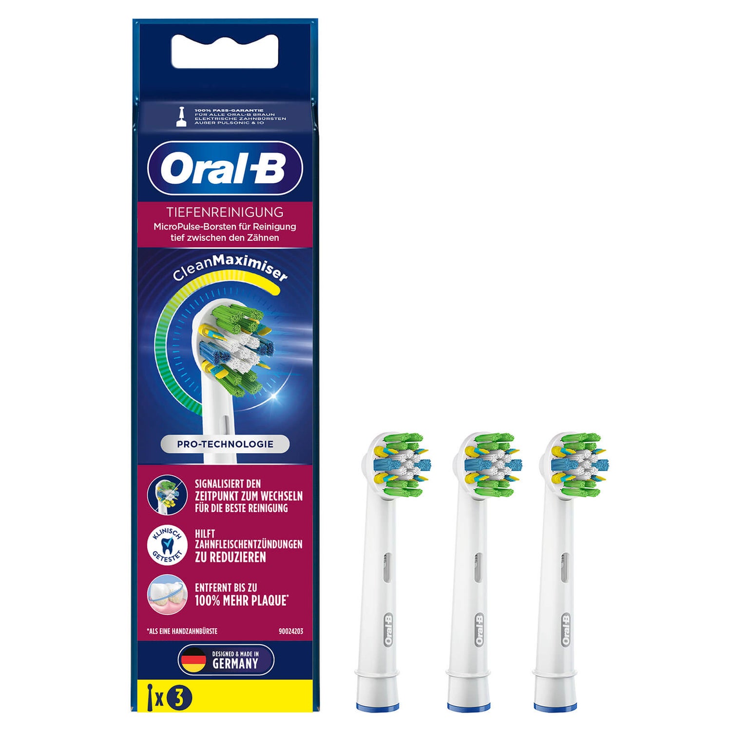 Oral-B Tiefenreinigung Aufsteckbürsten, weiß, 3 Stück