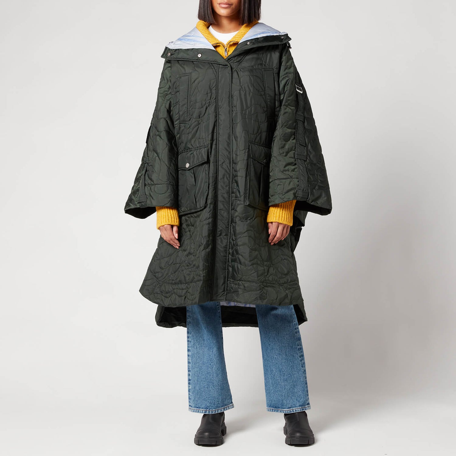 Ganni Women's Recycled Ripstop Coat - Dark Green - XXS/XS