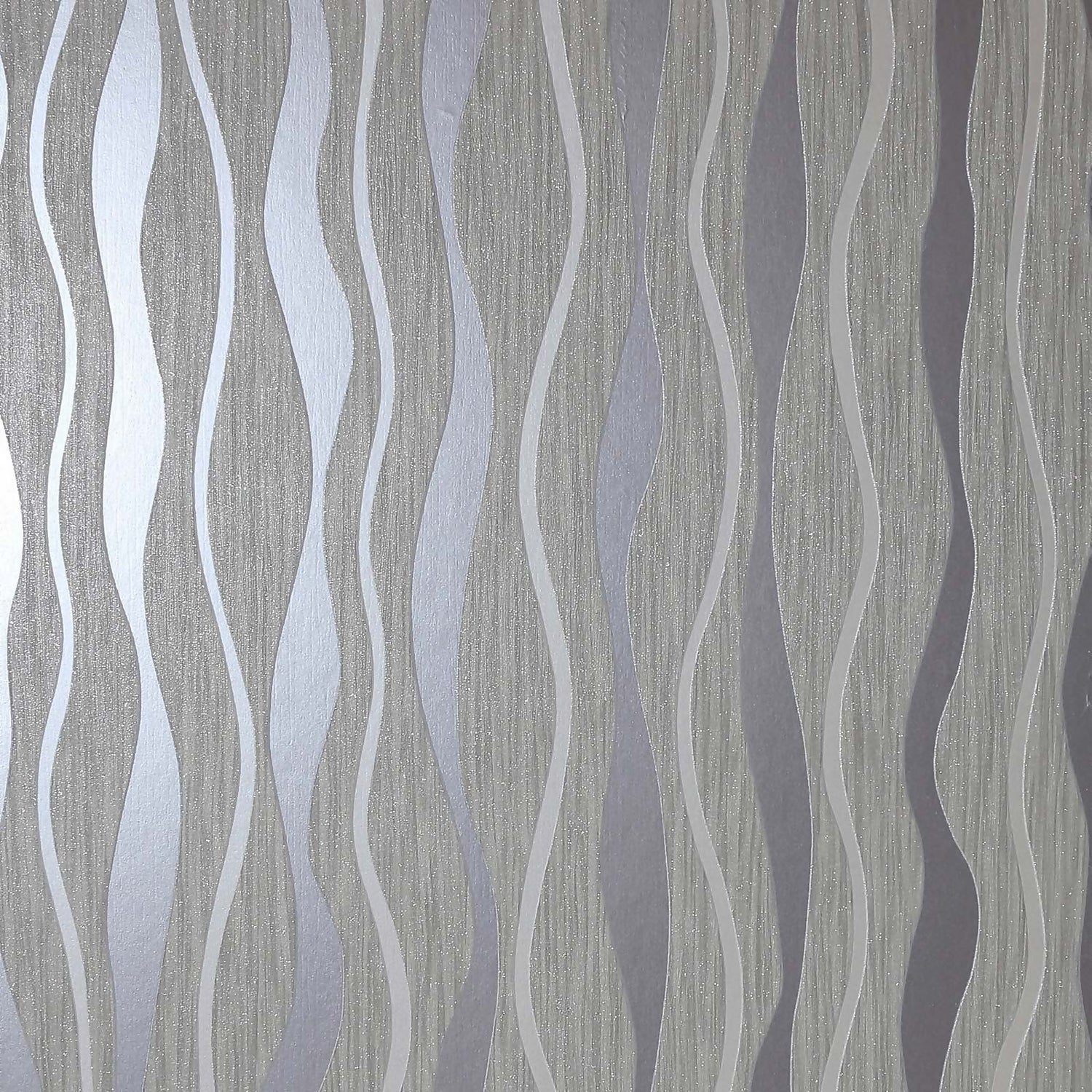 Arthouse Metallic Wave Grey Wallpaper A4 Sample | Homebase