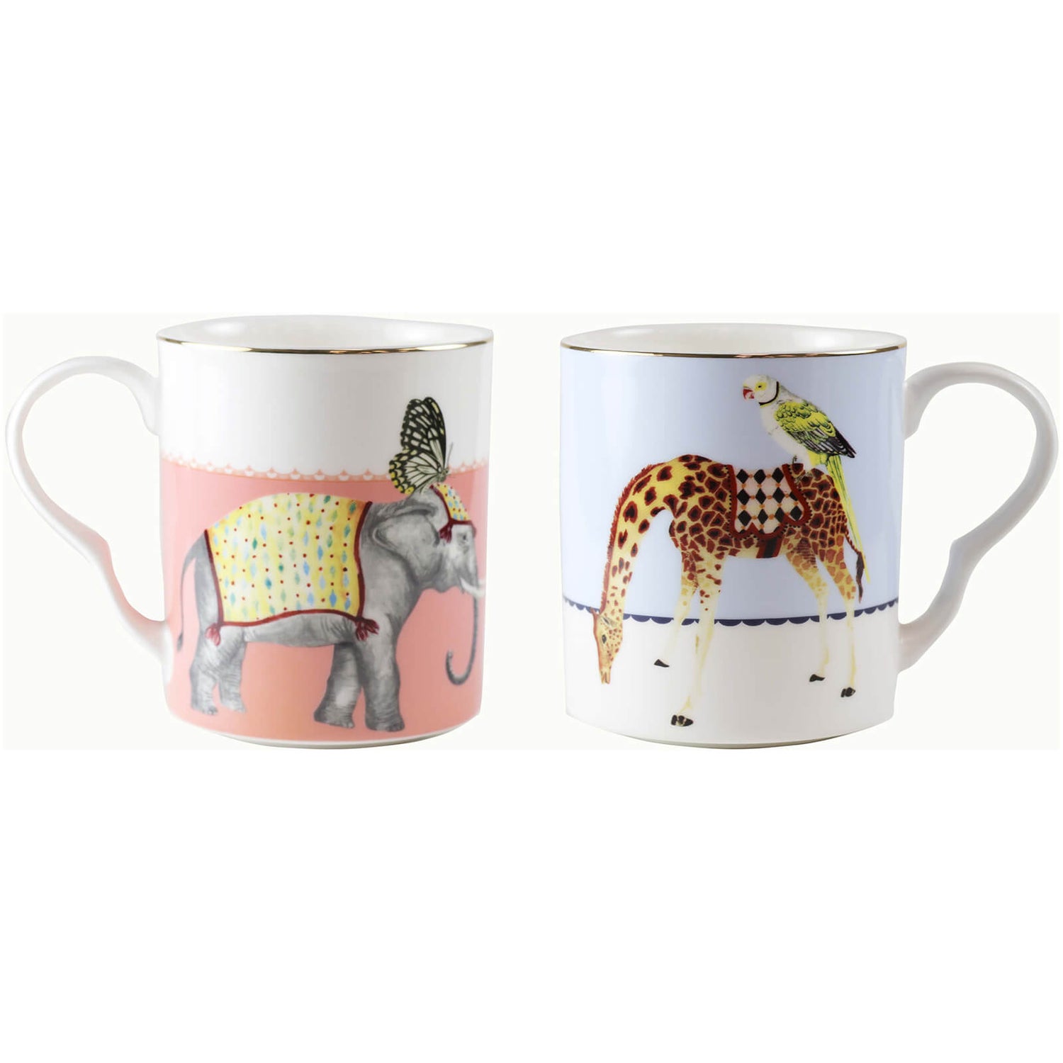 Yvonne Ellen Carnival Elephant & Giraffe Mugs (Set of 2)