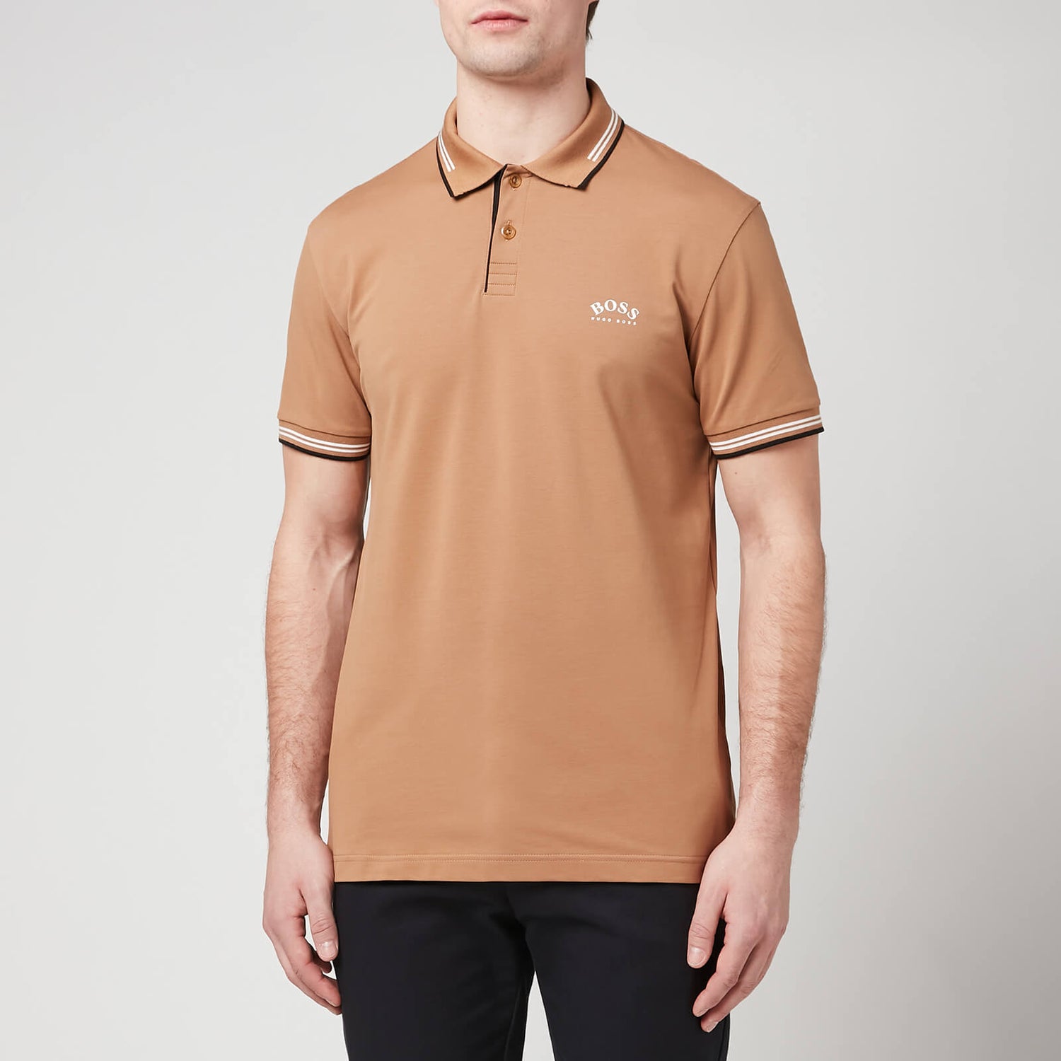 BOSS Green Men's Paul Curved Polo Shirt - Medium Brown