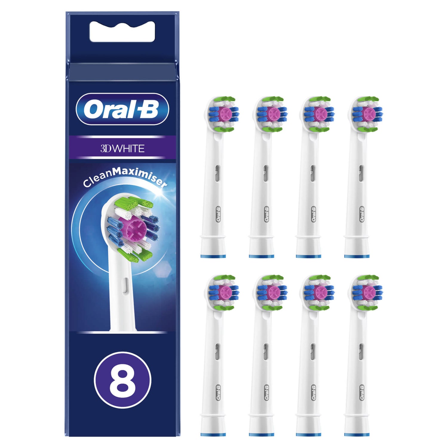 Oral B 3D White Brush Head with Clean Maximiser - 8 Counts