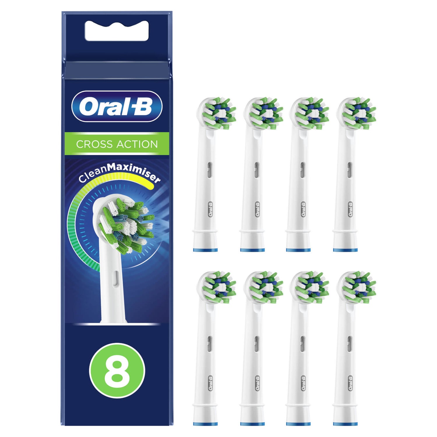 Oral-B CrossAction Toothbrush Head with CleanMaximiser Technology, Pack of 8