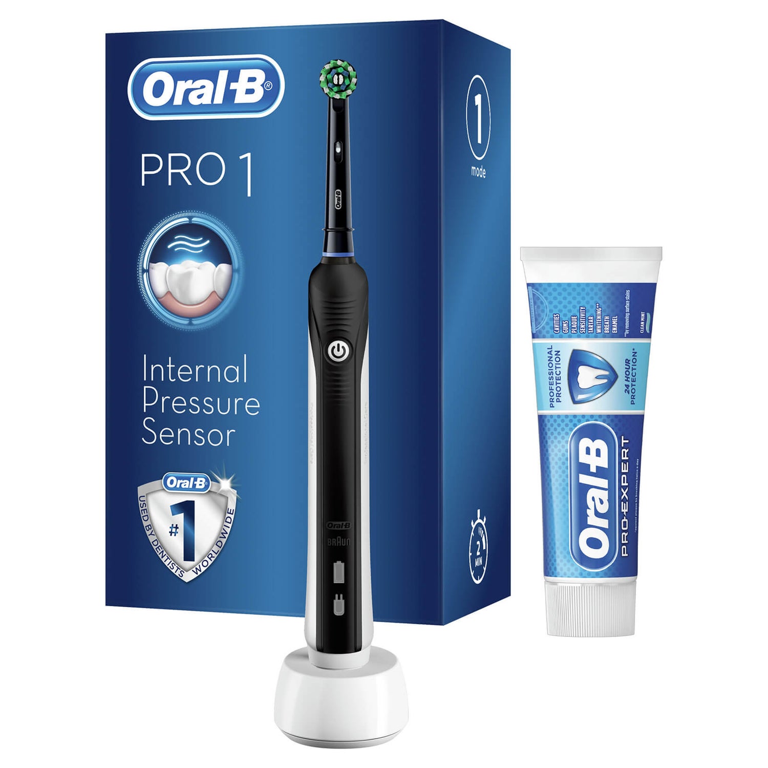 Oral B Pro 1 650 Electric Toothbrush and Toothpaste - Black