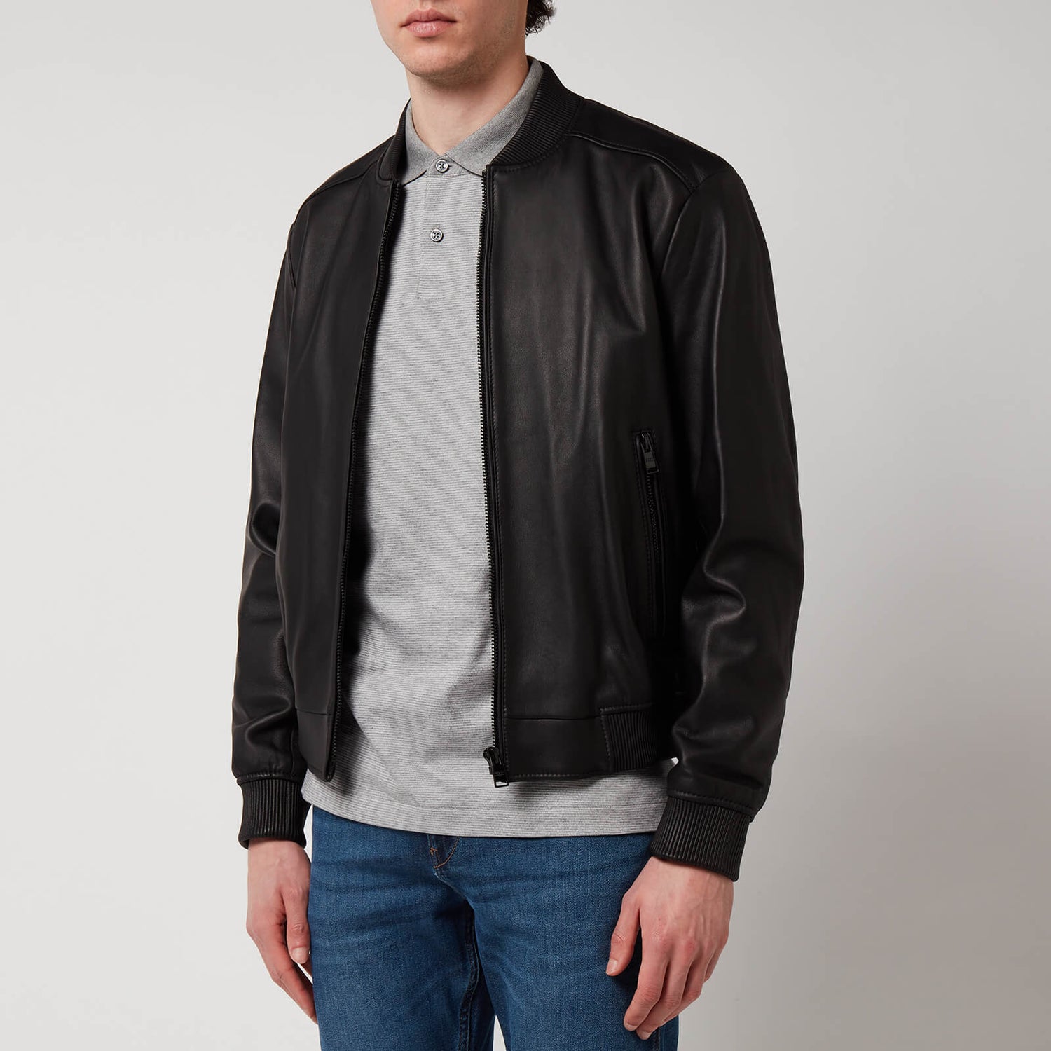 BOSS Black Men's Malban Leather Jacket - Black