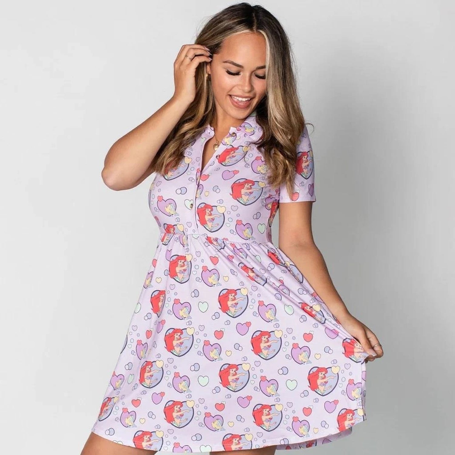 Cakeworthy The Little Mermaid Bubbles Button Up Dress