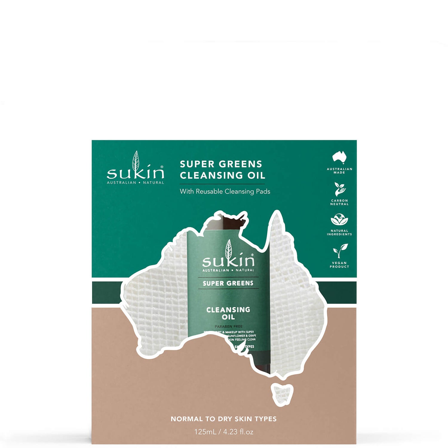 Set de regalo de aceite limpiador Sukin Supergreens 125ml