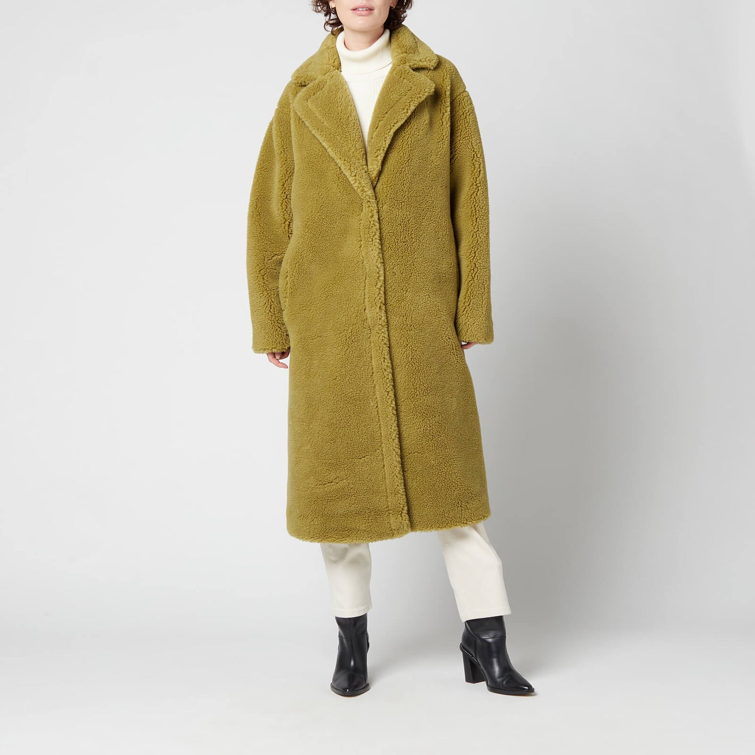 Stand Studio Women's Maria Faux Fur Teddy Coat - Army Green