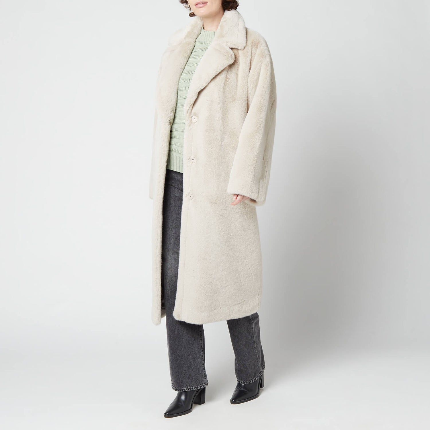 Stand Studio Women's Maria Faux Fur Soft Teddy Coat - Ecru - FR 38/UK 10