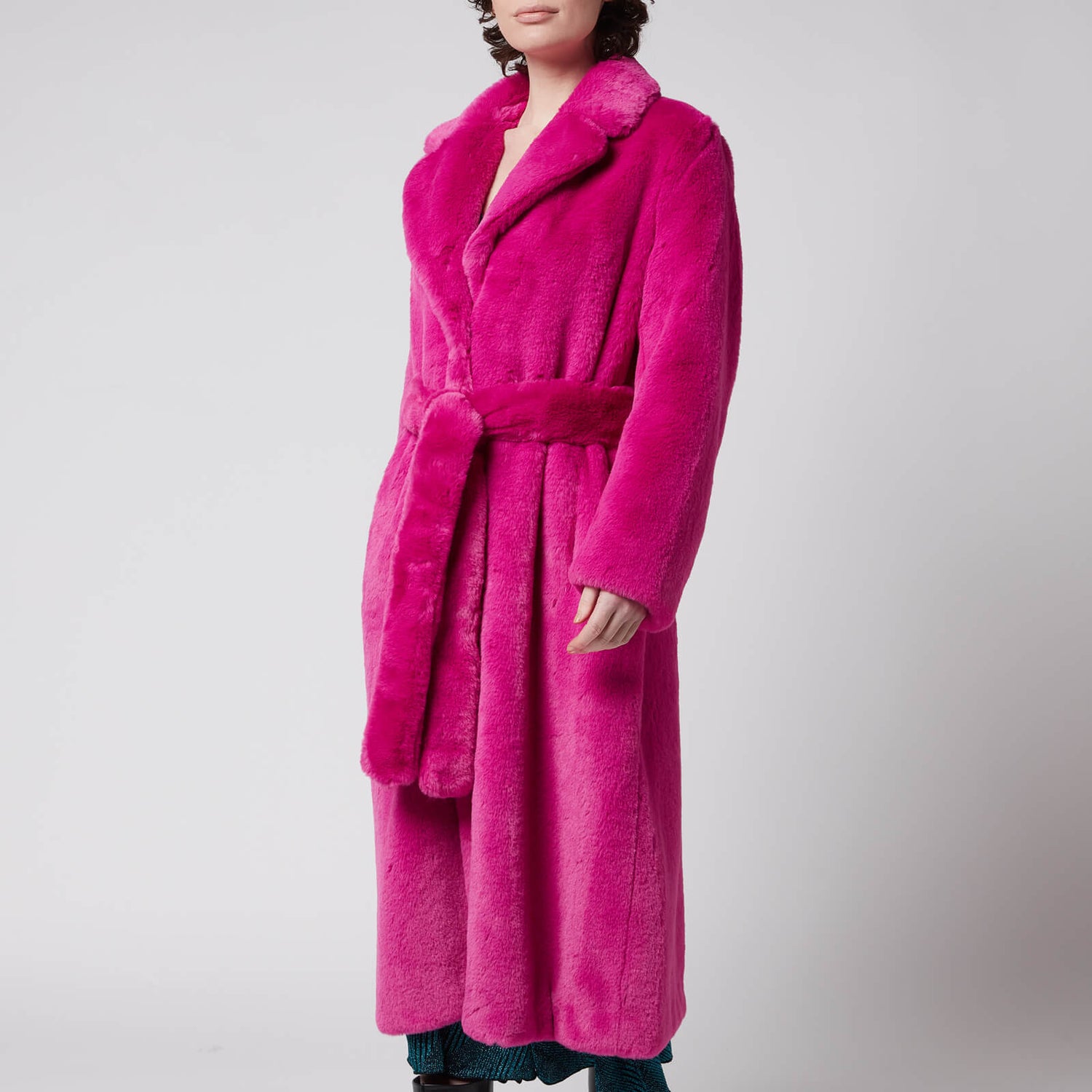 Stand Studio Women's Faux Fur Koba Juliet Long Coat - Hot Pink