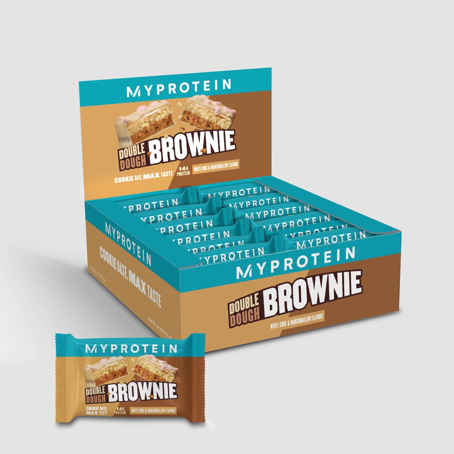 Myprotein Double Dough Brownie, 12 x 60g - 12 x 60g - White Chocolate and Marshmallow