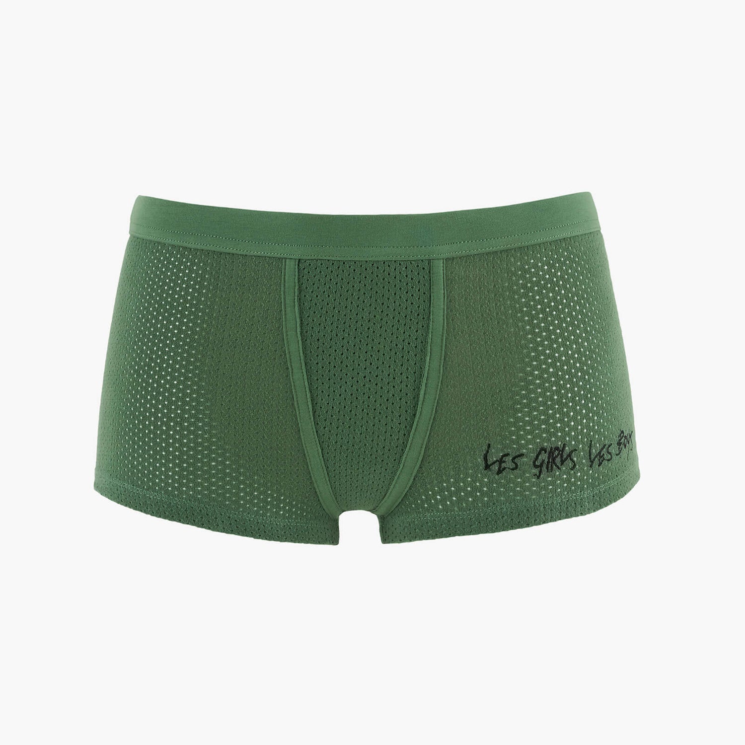 Les Girls Les Boys Women's Cotton Perforated Shorts - Green - XS