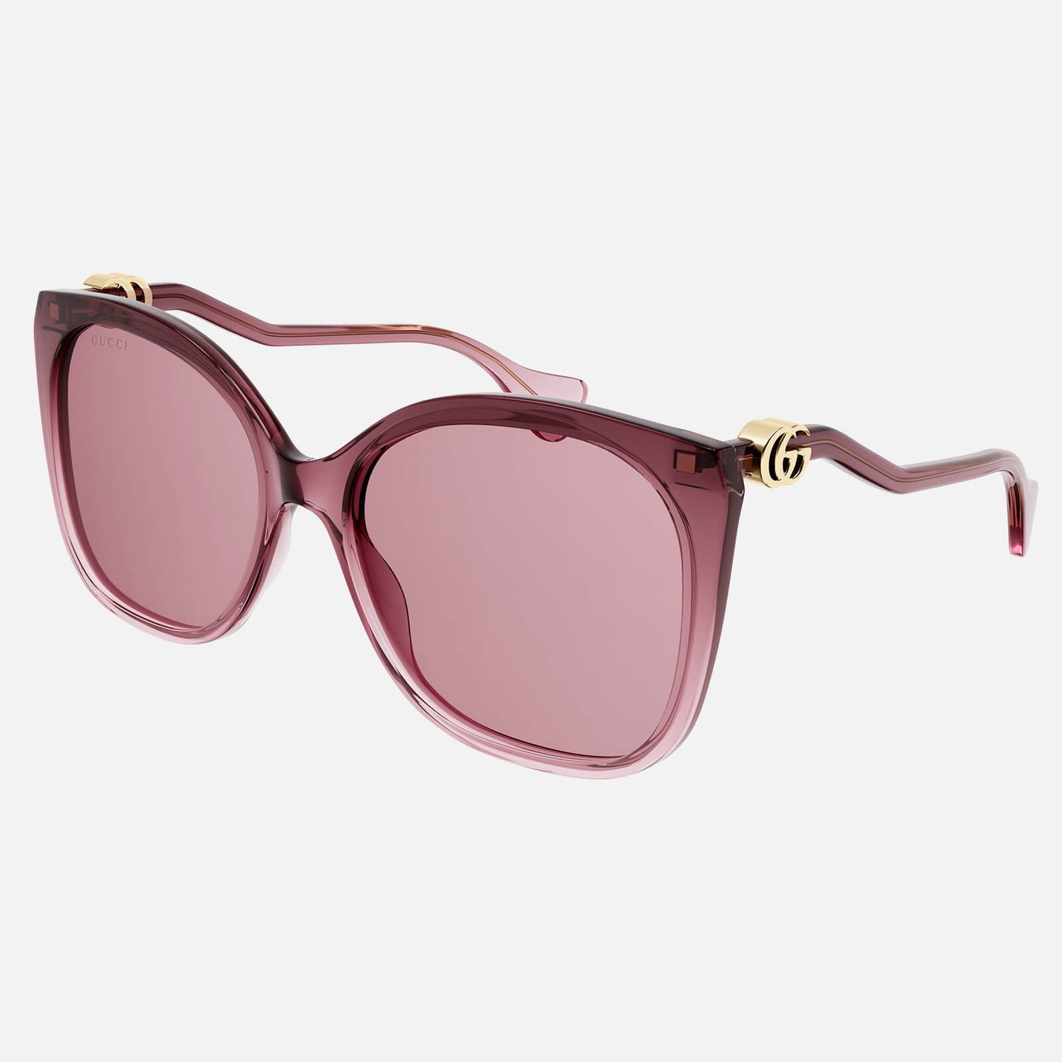 Gucci Women's Square Cat Eye Wave Detail Acetate Sunglasses - Burgundy