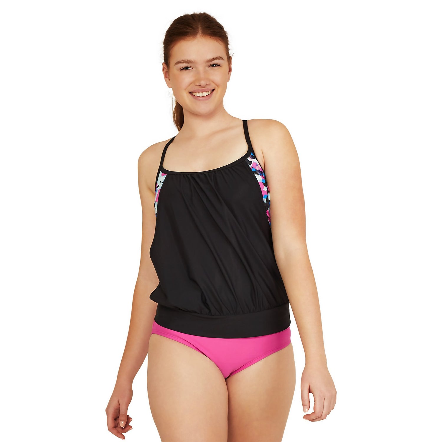 Swimsuits For All Women's Plus Size Bandeau Blouson Tankini Set 8