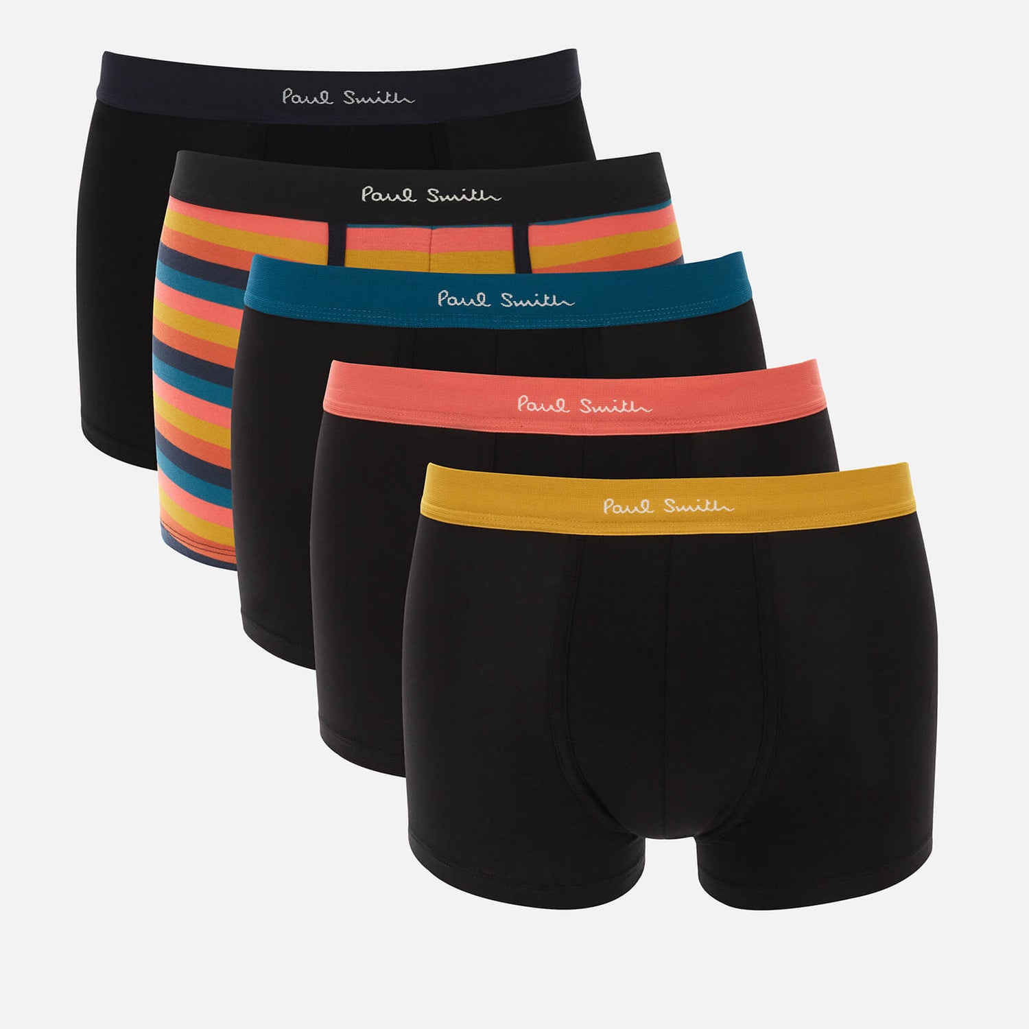PS Paul Smith Men's 5-Pack Stripe and Plain Boxer Briefs - Black/Multi - S