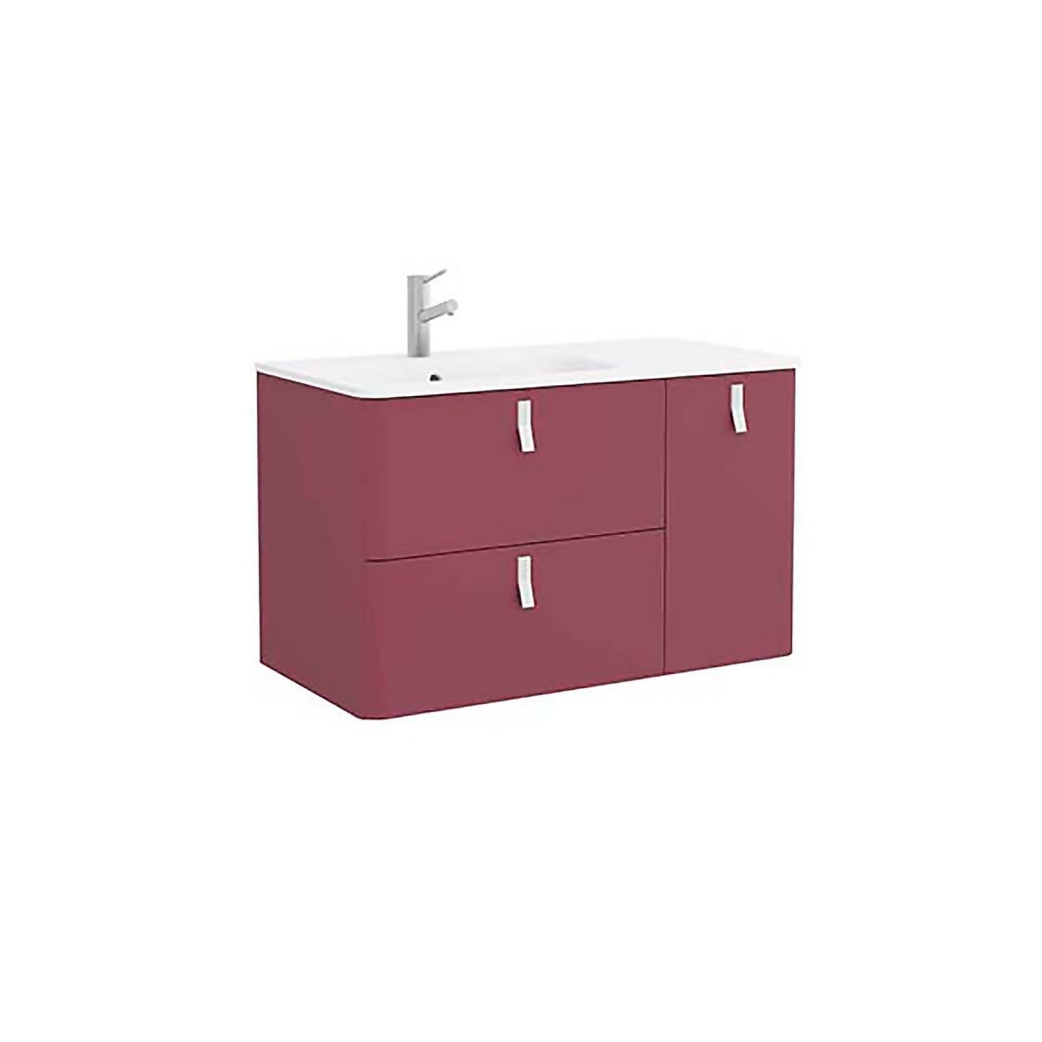 Sketch 900mm Right Hand Inset Basin and Unit - Pomegranate Red