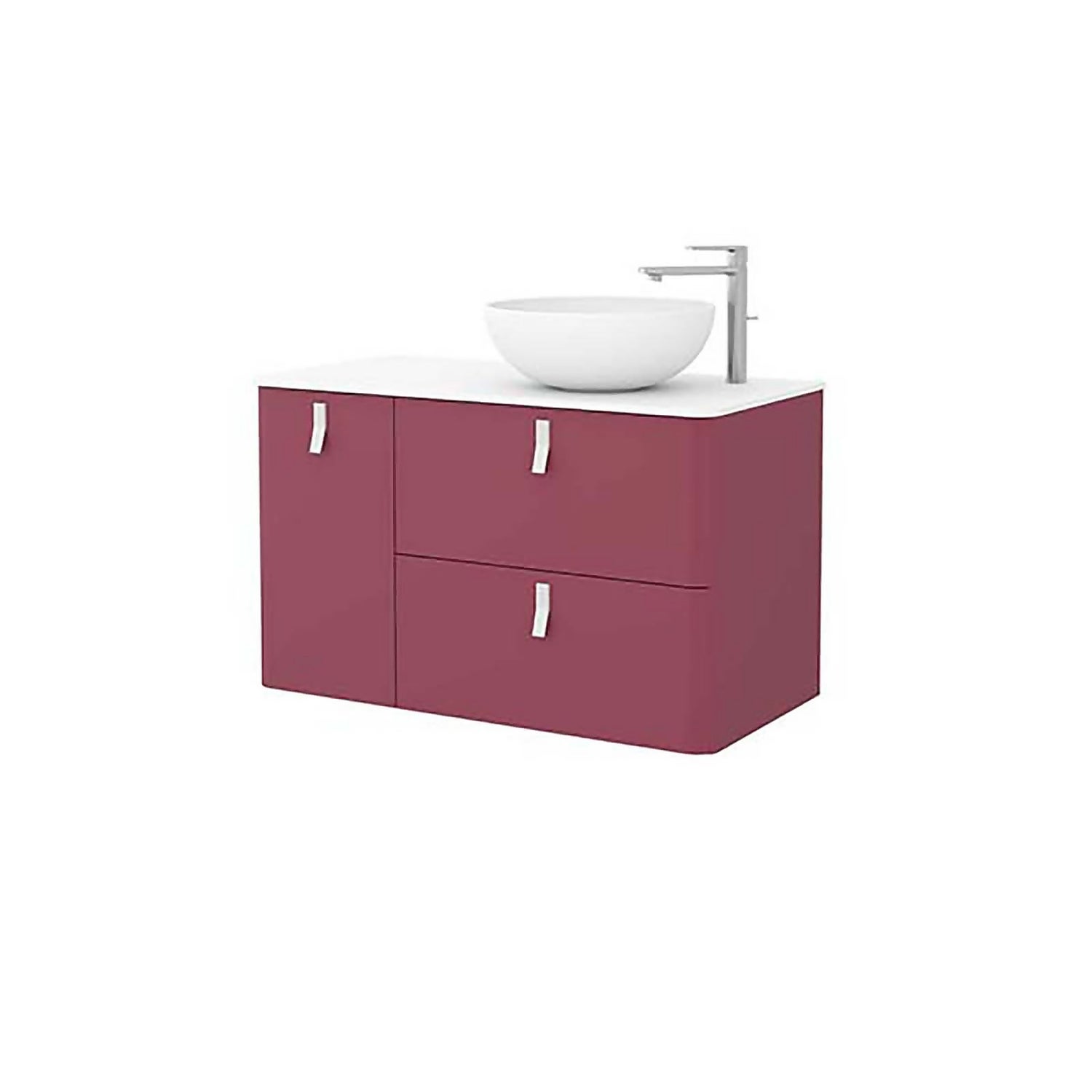 Sketch 900mm Left Hand Wash Bowl and Unit - Pomegranate Red