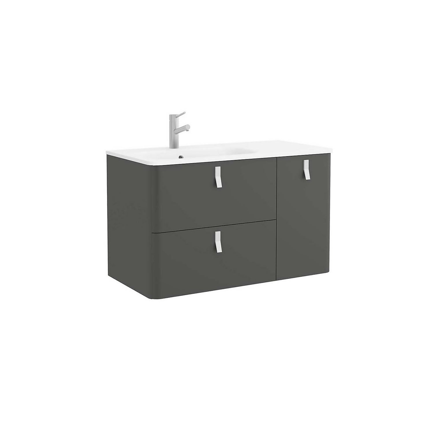 Sketch 900mm Right Hand Inset Basin and Unit - Anthracite