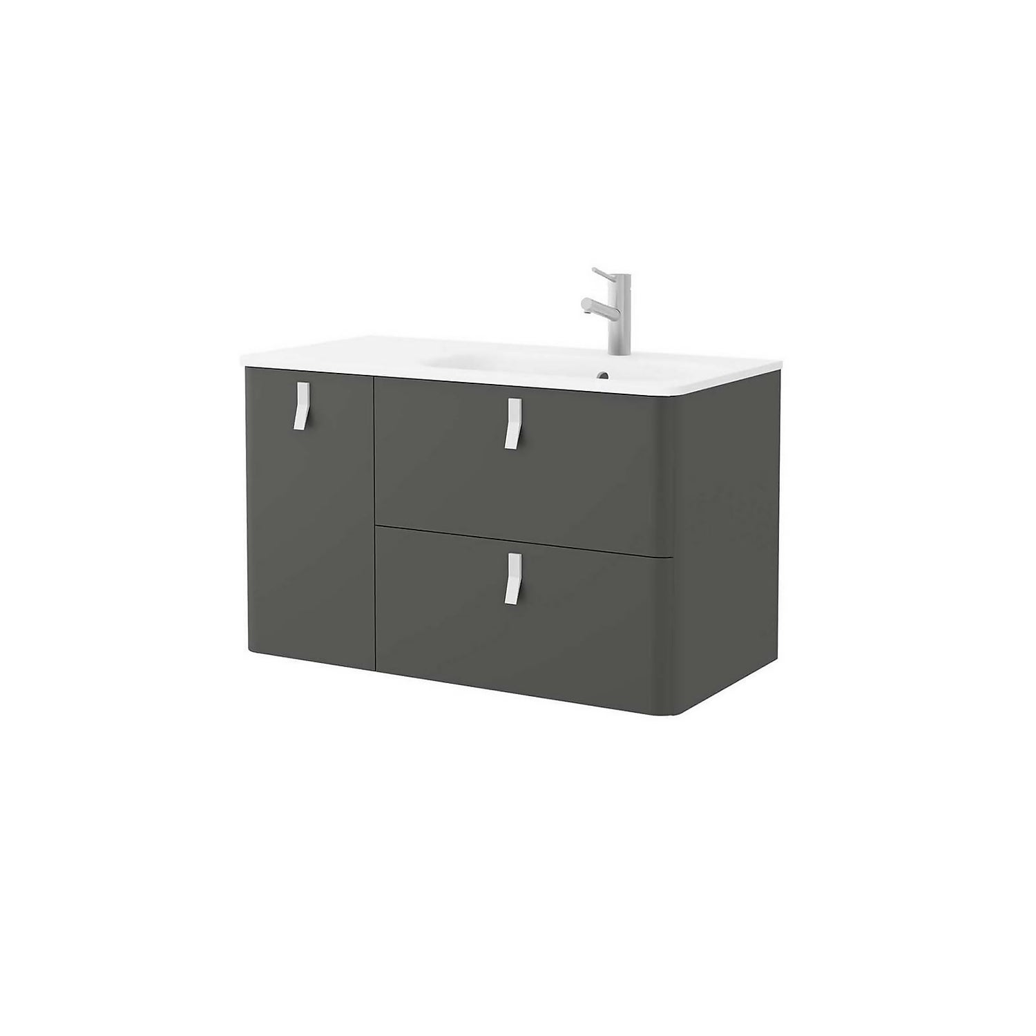 Sketch 900mm Left Hand Inset Basin and Unit - Anthracite