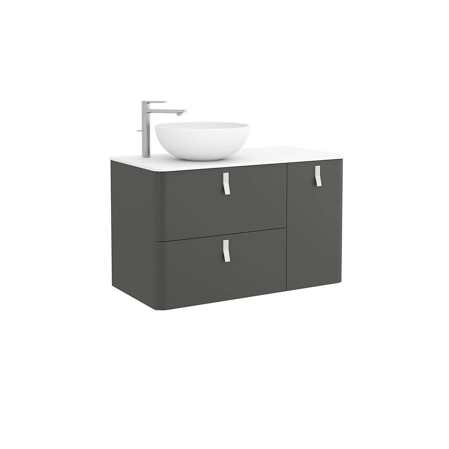 Sketch 900mm Right Hand Wash Bowl and Unit - Anthracite