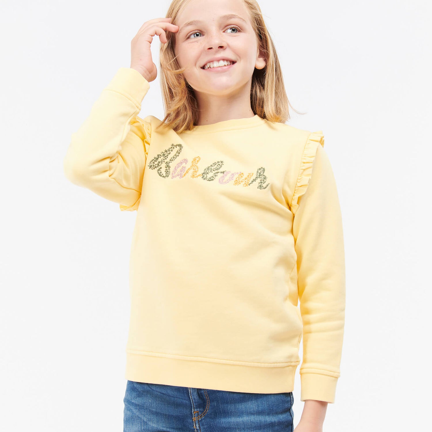 Barbour Girls' Lyndale Frill Sweatshirt - Primrose Yellow -  10-11 Years