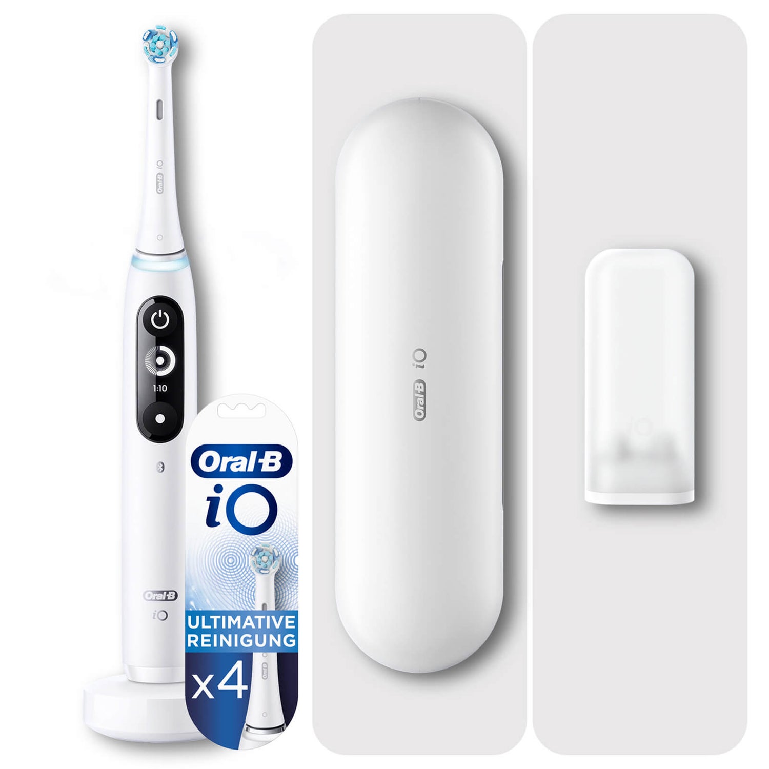 Oral-B iO 7 Elektrische Zahnbürste, Reiseetui, white alabaster