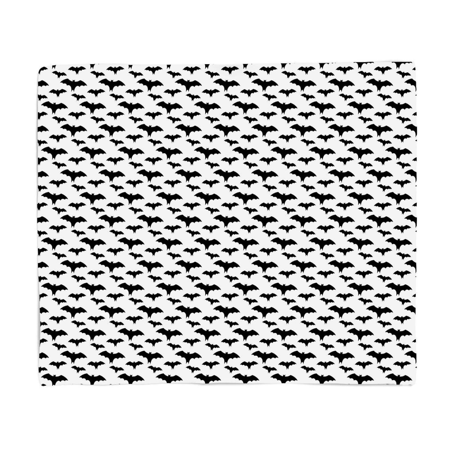 Black And White Bat Pattern Fleece Blanket - Large (150cm x 200cm)
