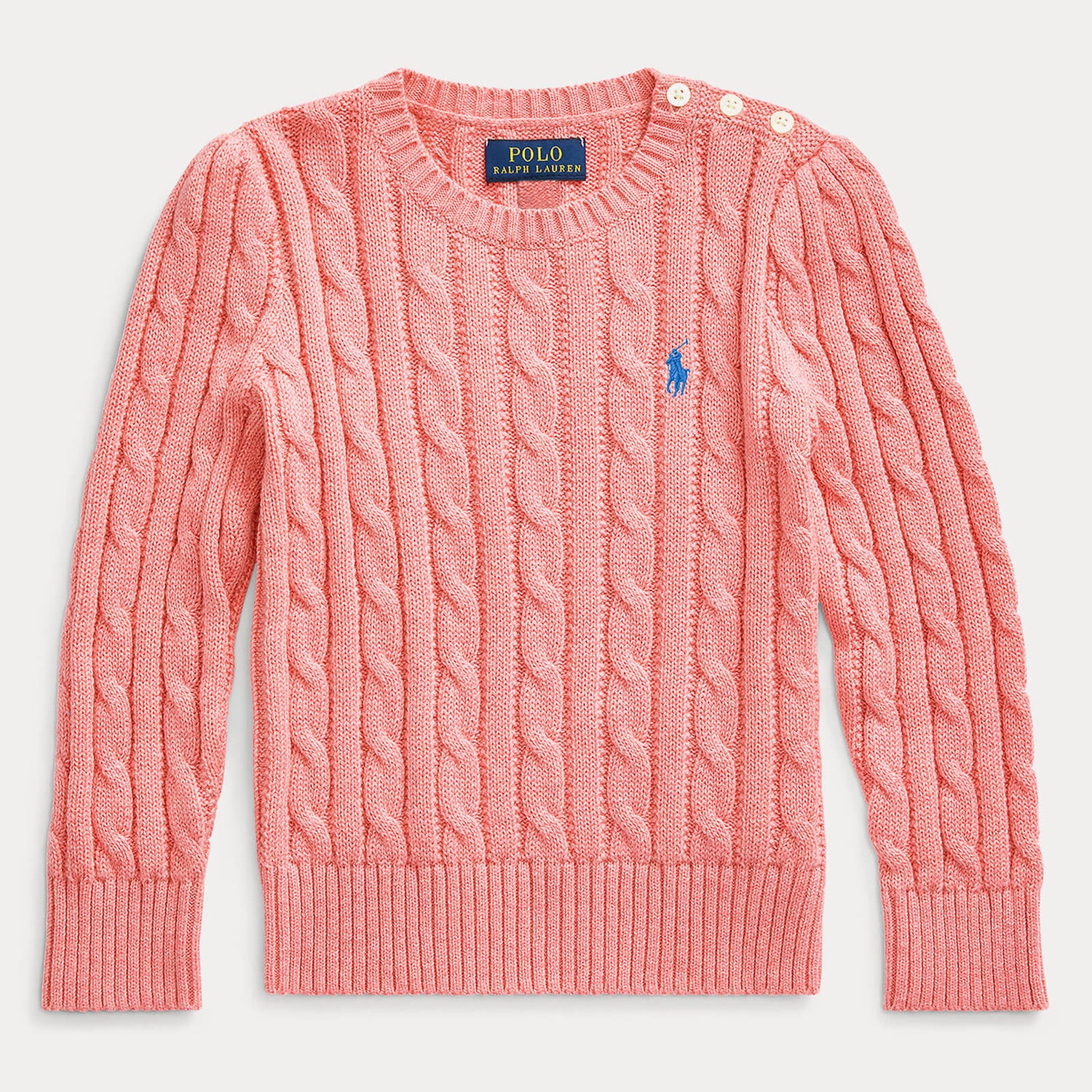 Ralph Lauren Girls' Cable Knit Sweatshirt - Desert Rose