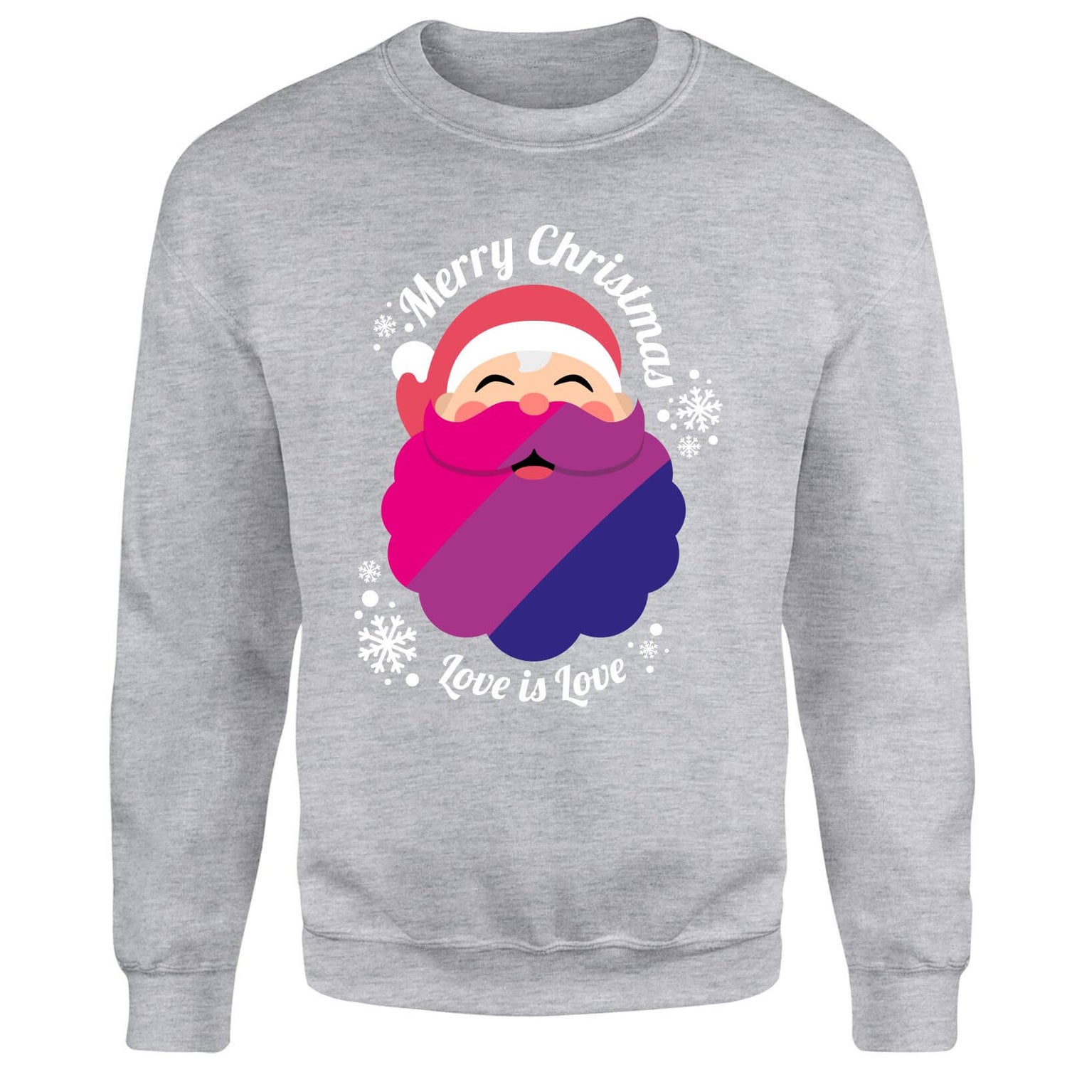 LGBTQ+ Bisexual Christmas Love Unisex Christmas Jumper - Grey
