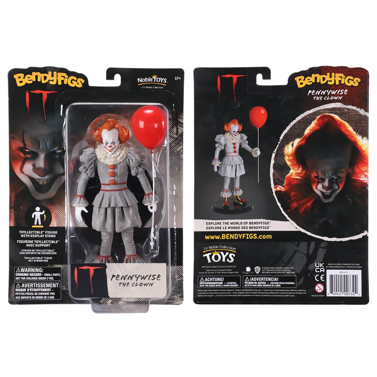 Noble Collection IT Pennywise the Clown BendyFig 7.5 Inch Action Figure