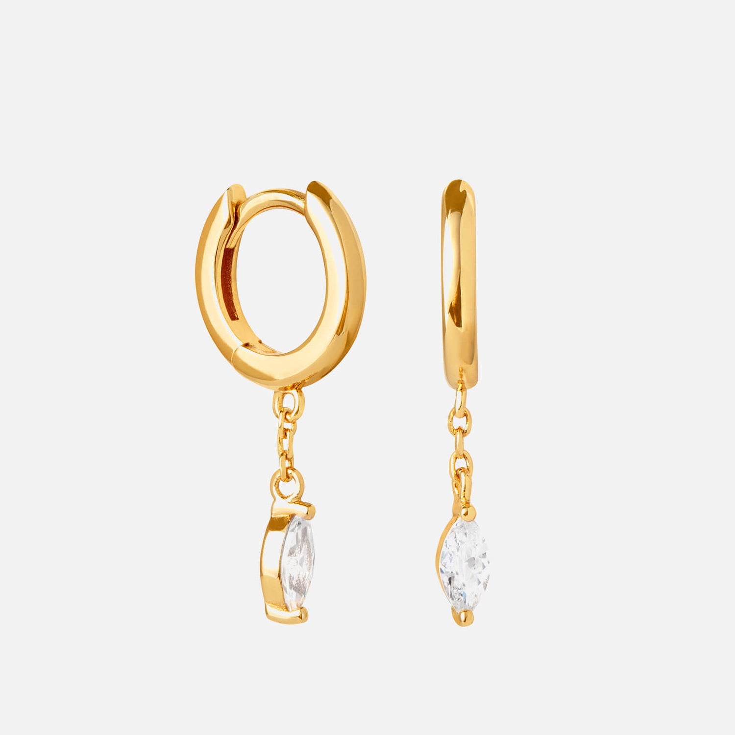 Astrid & Miyu Women's Navette Chain Pendant Hoops - Gold