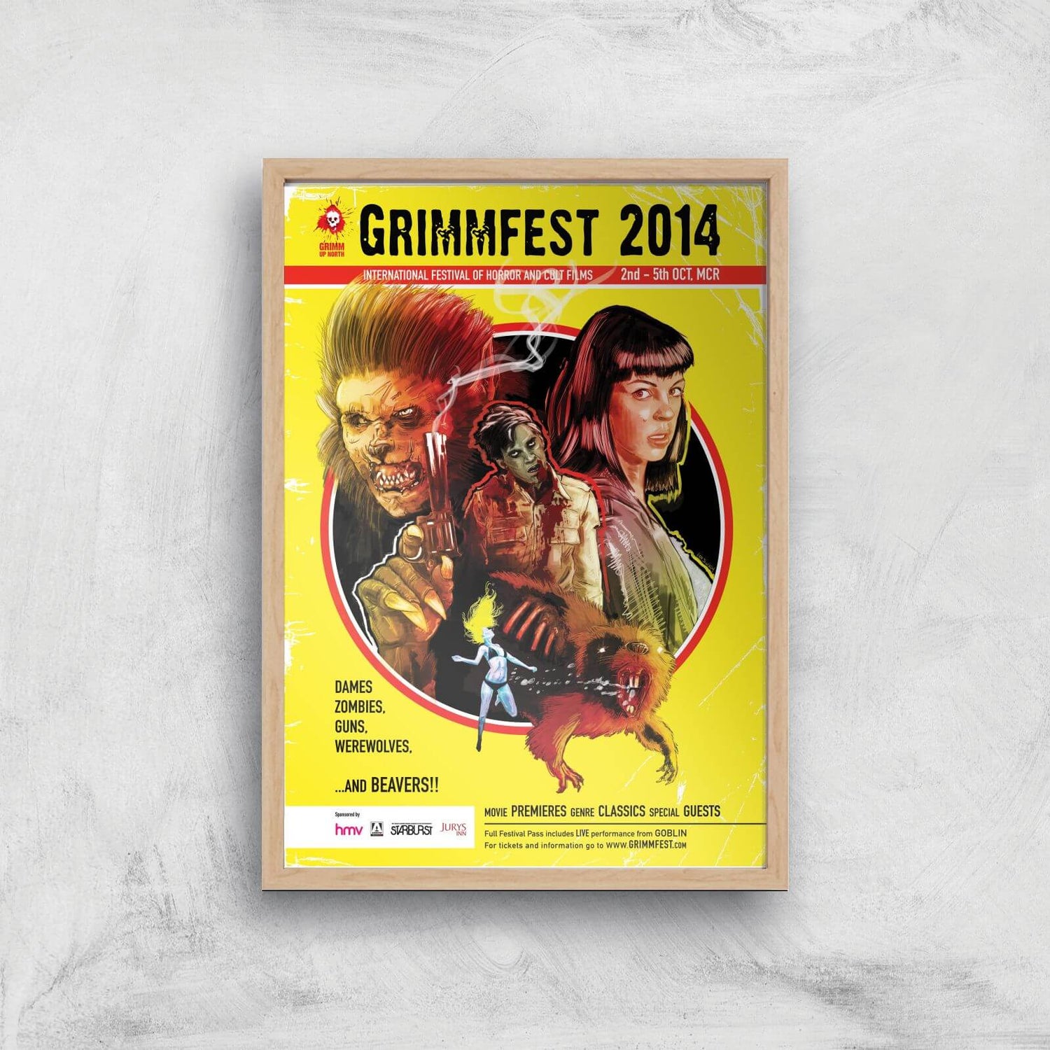 Grimmfest 2014 Giclée Art Print - A4 - Wooden Frame