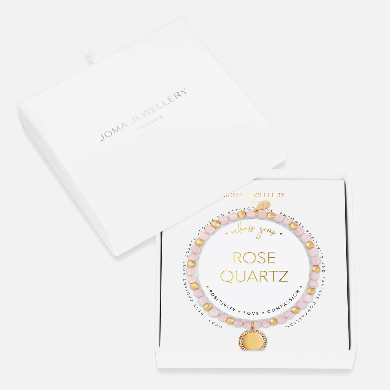 Joma Jewellery Women's Wellness Gems Rose Quartz Bracelet - Gold/Pink