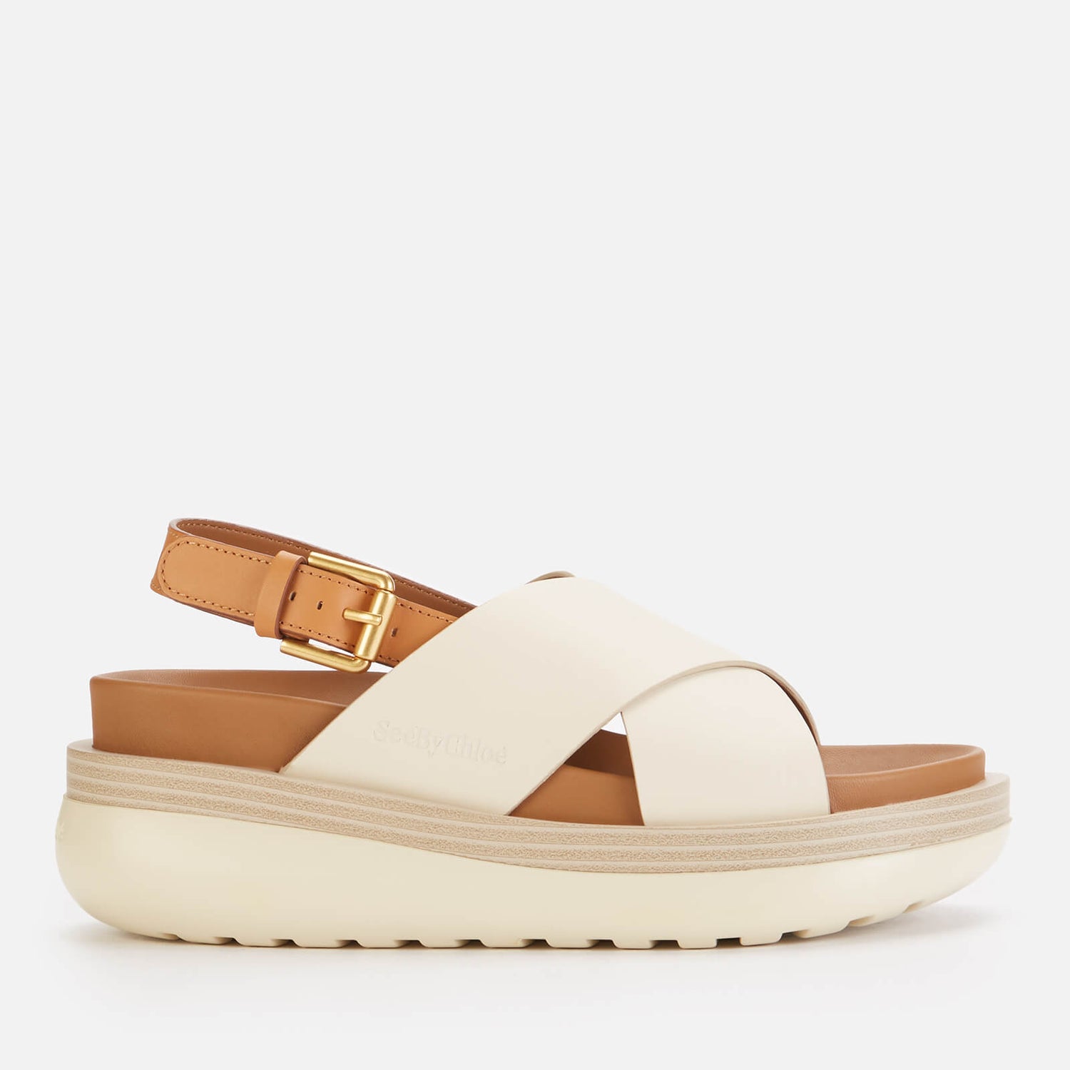 See by Chloé Women's Cicily Leather Flatform Sandals - Natural