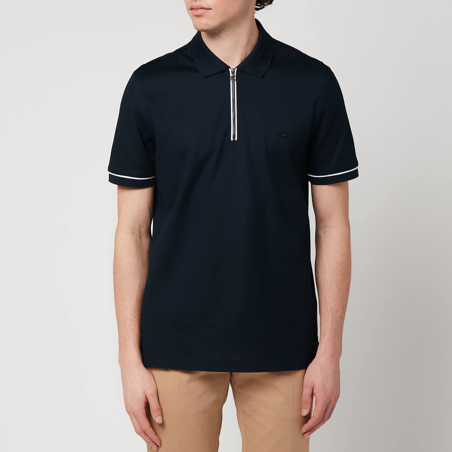 Salvatore Ferragamo Men's Half Zip Polo Shirt - Navy - S