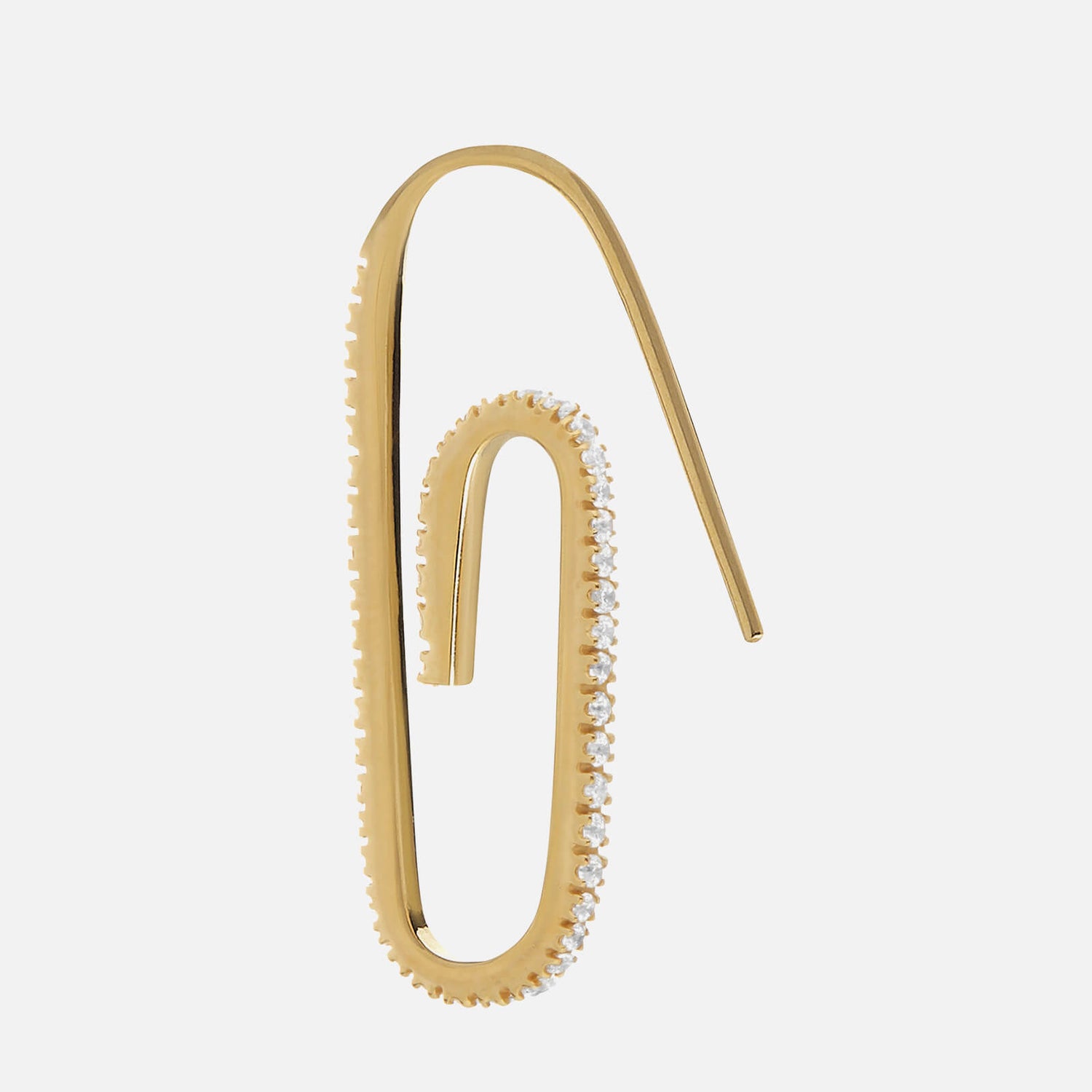 Hillier Bartley Women's Classic Pave Paperclip Earring - Gold/White