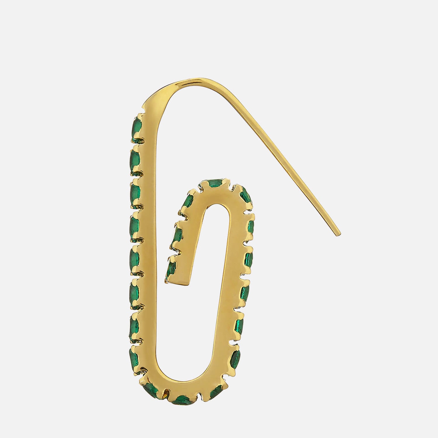 Hillier Bartley Women's Jumbo Pave Paperclip Earring - Gold/Green
