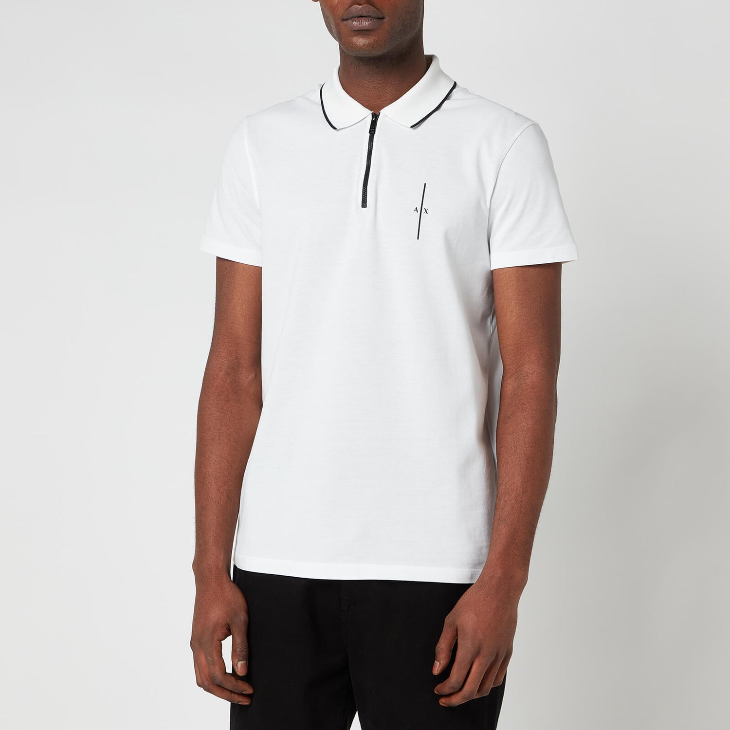 Armani Exchange Men's Organic Cotton Half Zip Polo Shirt - White